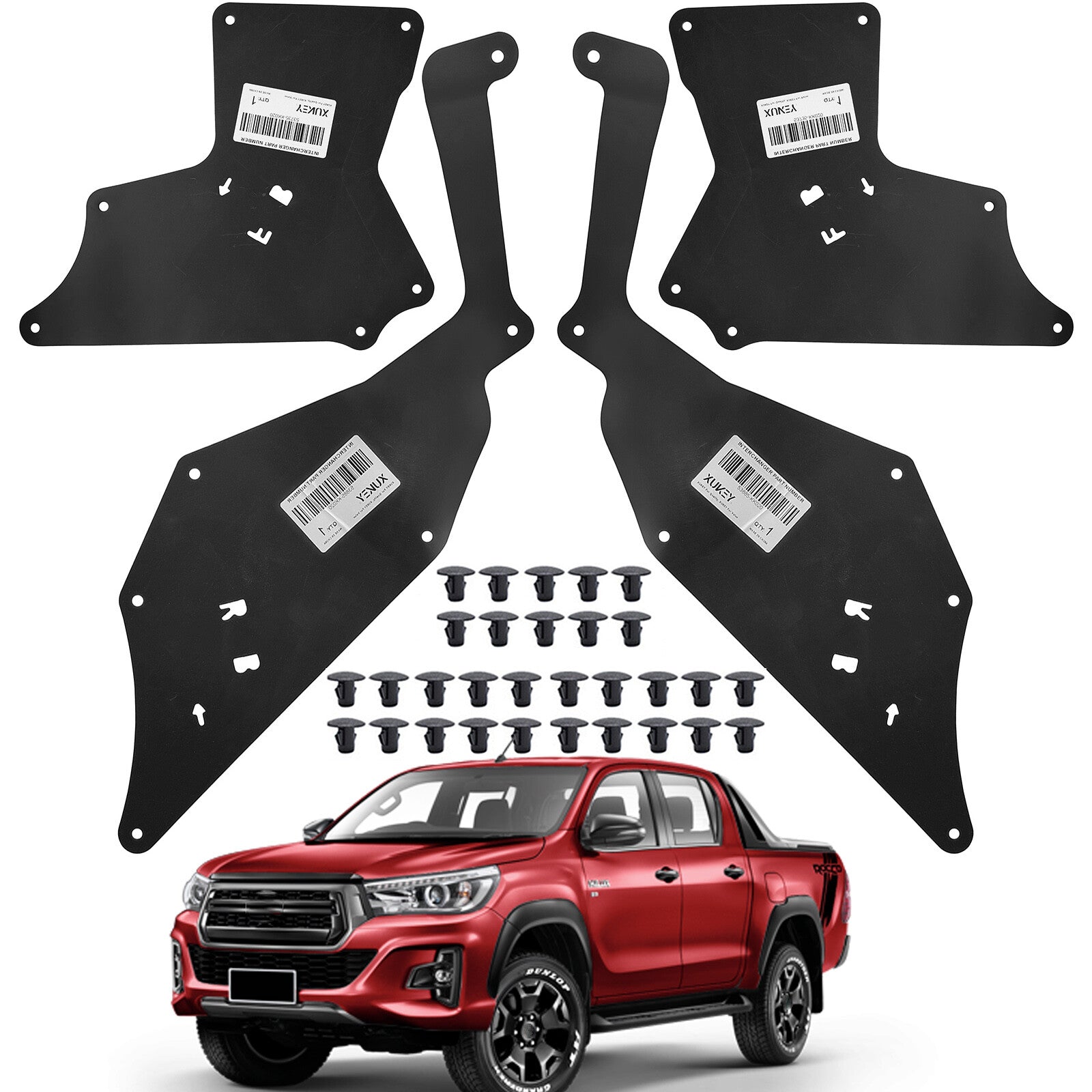 Set for Toyota Hilux Fortuner 15-24 Front Splash Shield Fender Liner Apron Seal Q