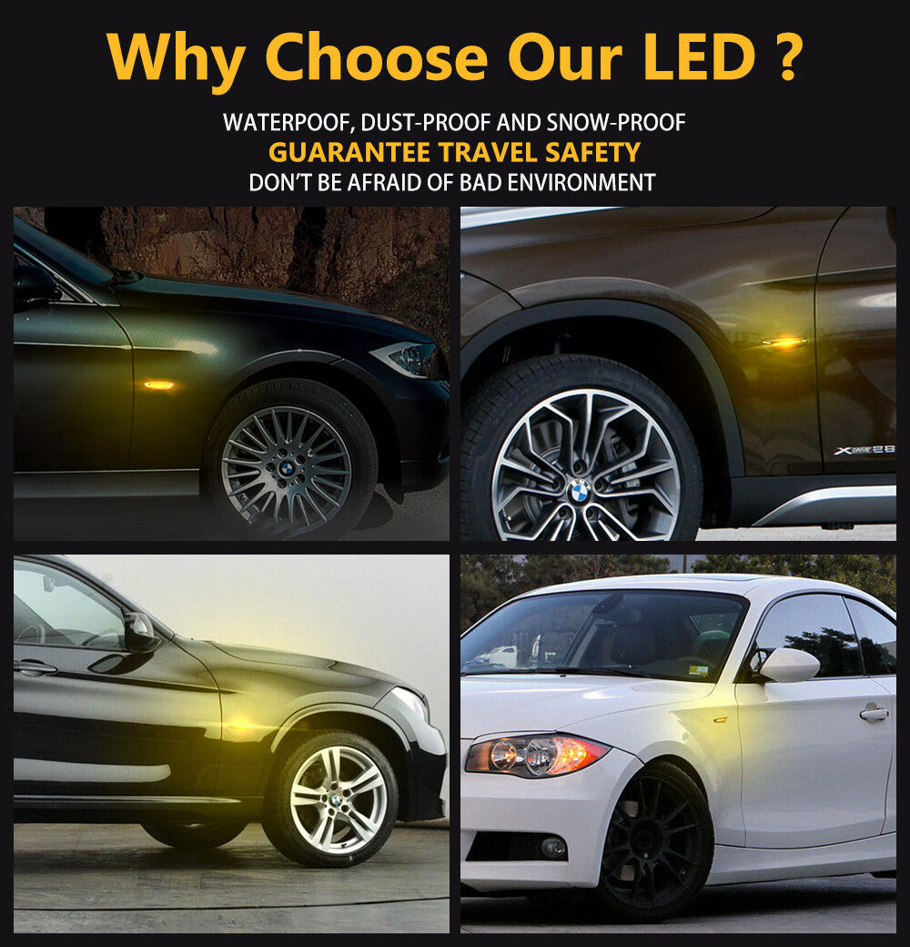 2. Dynamic Sequential LED Side Marker Turn Signal Lights for E90, E92, E82, and E60 n