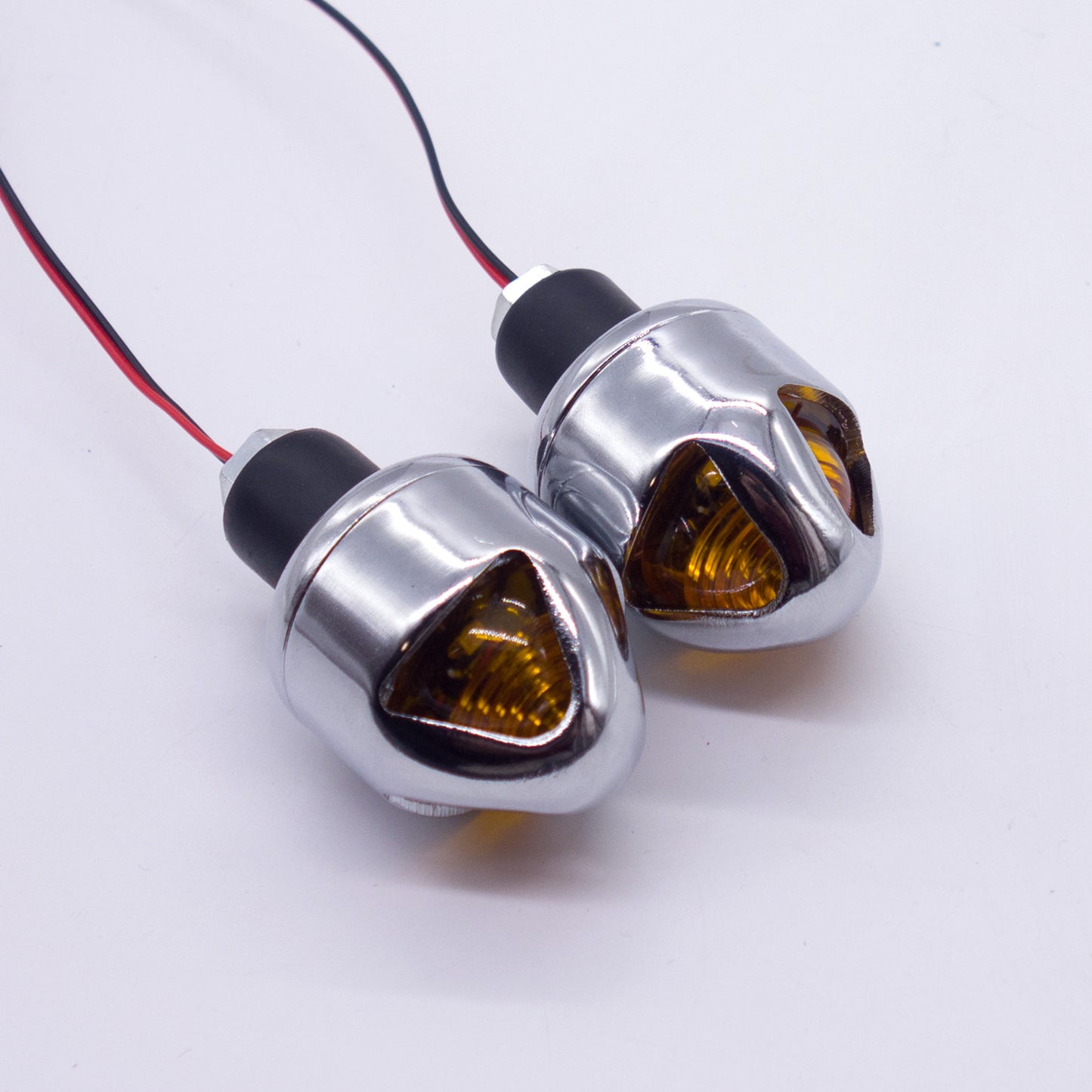 Chrome 22mm Handlebar Turn Signal Grip Bar End LED Plug Strobe Side Marker Light Q