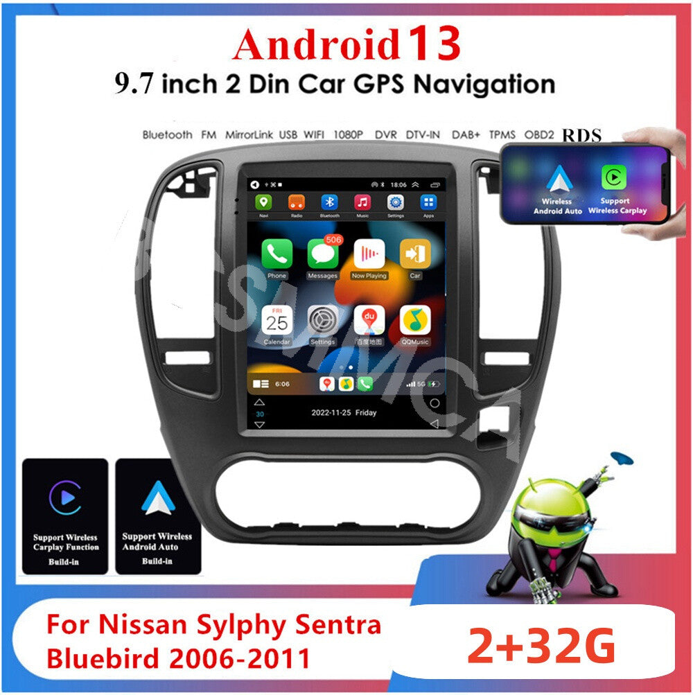 Fit For 2006-2011 for Nissan Sentra Carplay Car Stereo Radio Android 13 GPS 2+32G