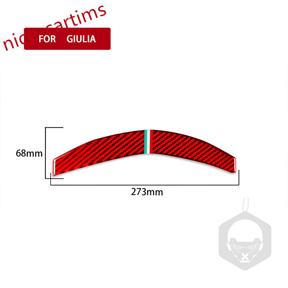 Red Carbon Fiber Car Steering Wheel Panel Cover for Alfa Romeo Giulia 2017-2019
