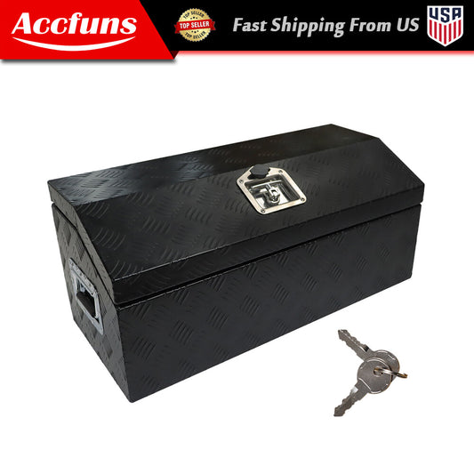 30-inch x 13-inch x 13-inch black aluminum storage toolbox suitable for RVs, trailers, trucks, pickups, and all-terrain vehicles. n
