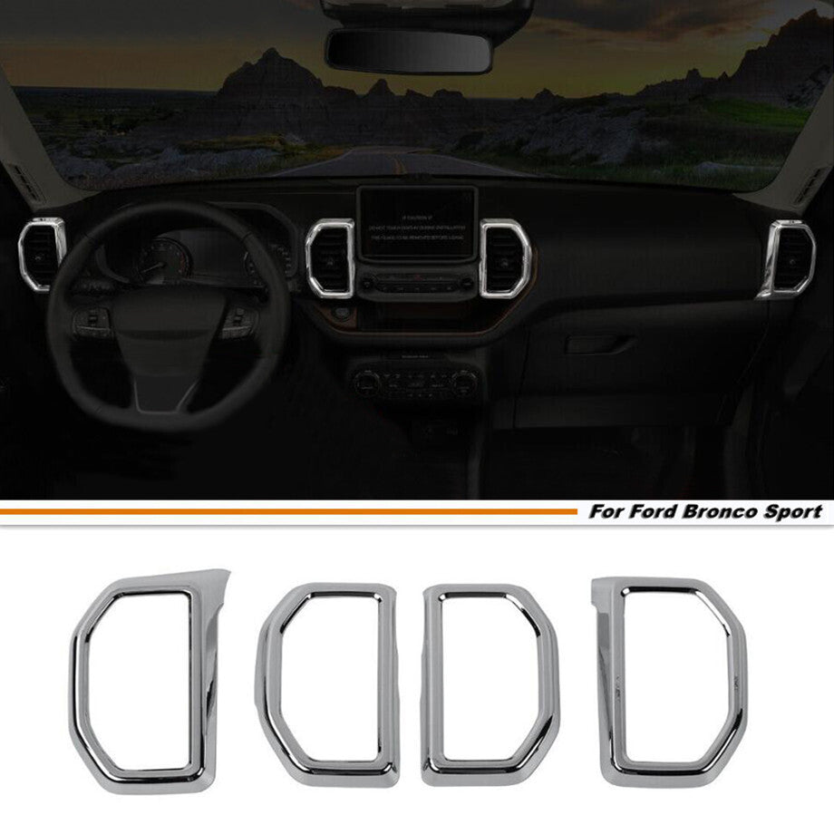 For 2021-2024 Bronco Sport ABS Chrome Dashboard AC Air Outlet Cover Trim 4P v