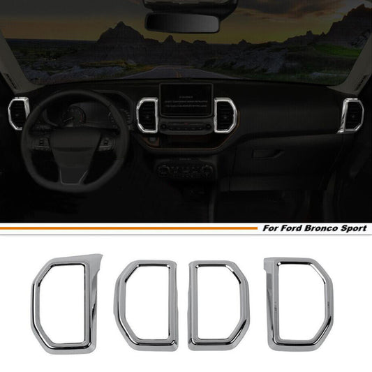For 2021-2024 Bronco Sport ABS Chrome Dashboard AC Air Outlet Cover Trim 4P v