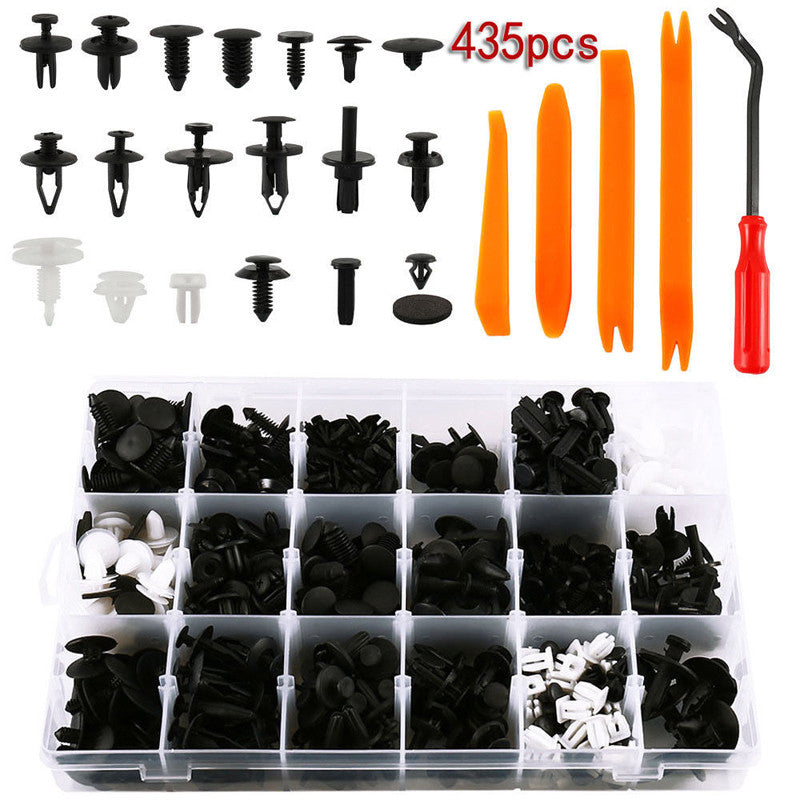 435-piece set of car body trim clips, fasteners, anti-collision rivets, screws, panel push-button tools - n