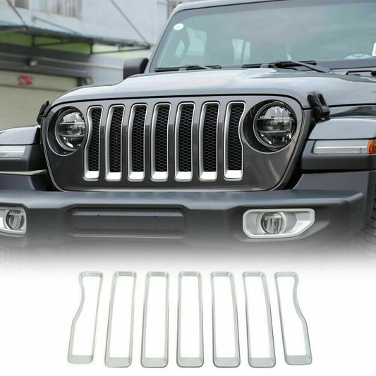 7Front Grille Inserts Grill Guard Cover Trim Chrome for Jeep for Wrangler 2018-2022