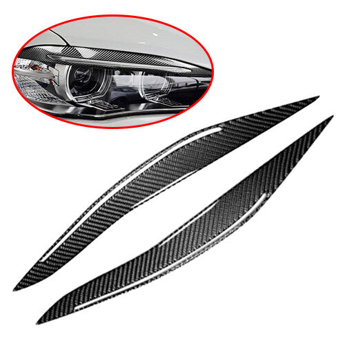 Car Carbon Fiber Headlight Eyebrows Cover fit for 5 F10 F18 11-17 v
