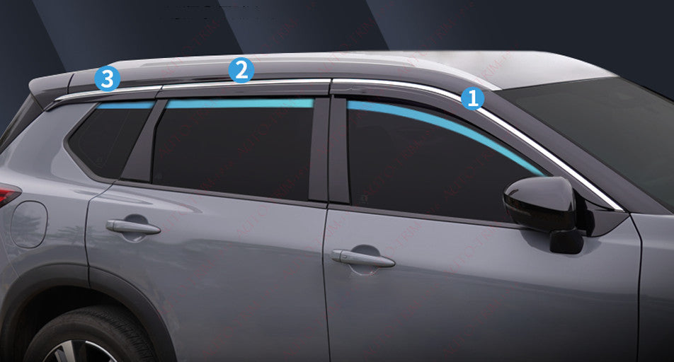for Nissan Rogue 2021-2024 Window Visors Sun Rain Guard Deflector W/Chrome Trim