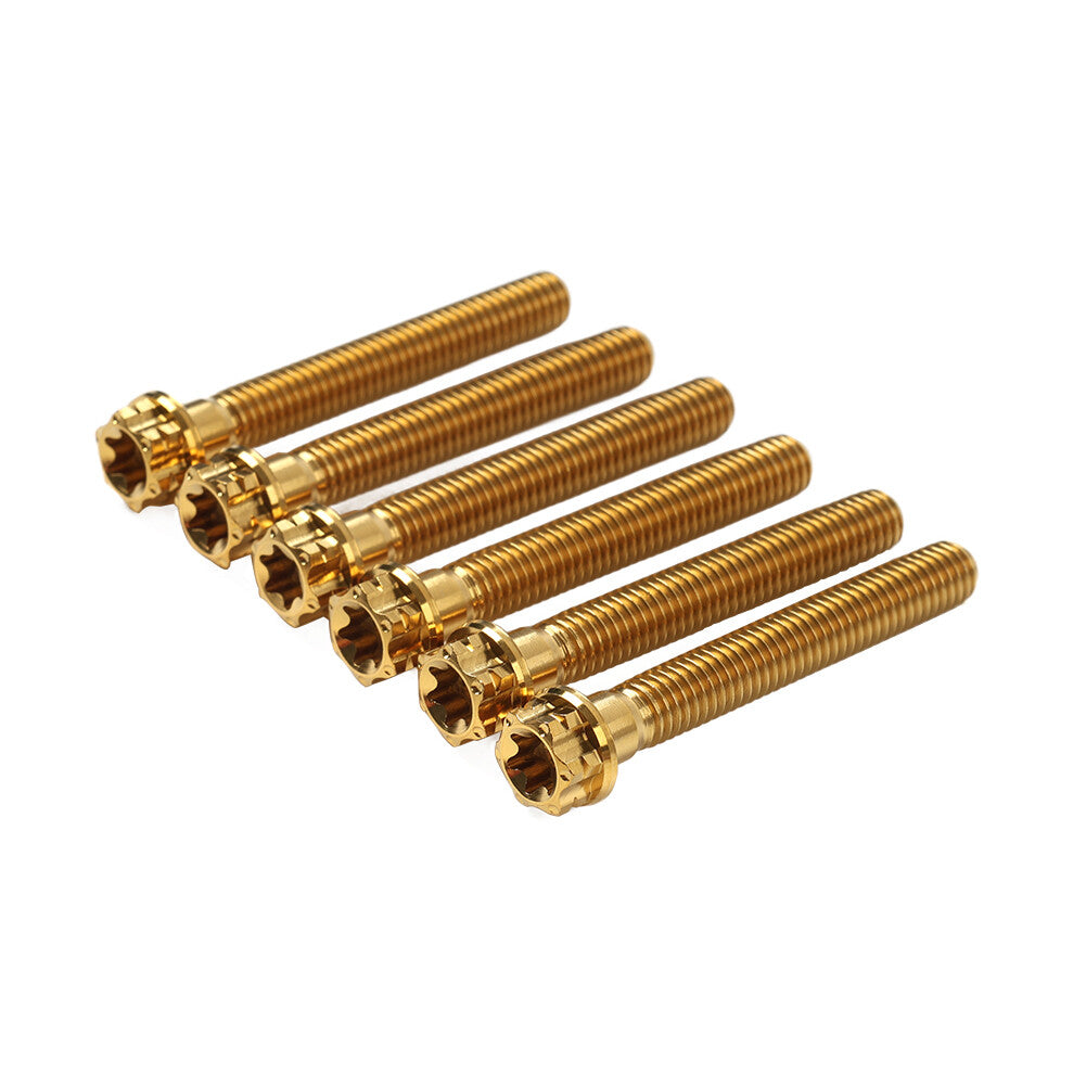 6pcs Bolts Torx Head Flange Screws M8x45mm Gold For Motorcycle Bike Q