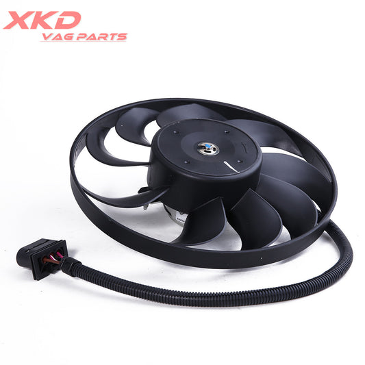 The 290mm radiator cooling fan is suitable for VW for Golf for Jetta 1.8L, 1.9L, 2.0L, and 1.6L engines. Q