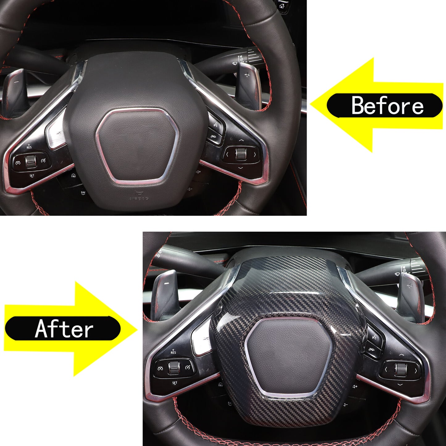 Carbon fiber inner steering wheel center wrap cover for Corvette C8 2020-23- n