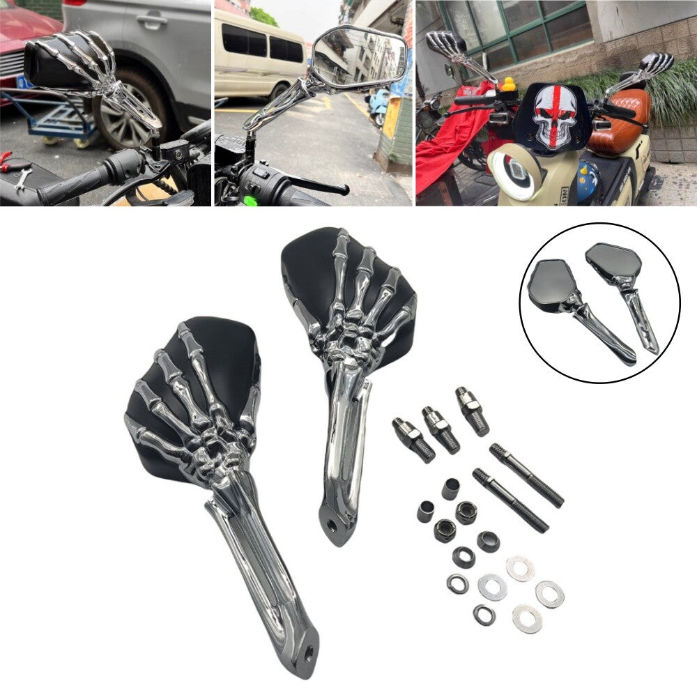 Chrome Black Skull Skeleton Mirrors for Harley Touring Sportster Dyna / for Honda