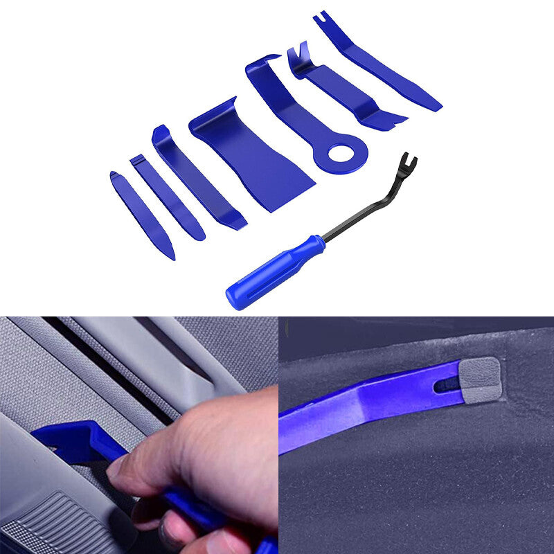 8Pcs Car Trim Removal Tool Kit Set Door Panel Fastener Auto Dashboard Tools Blue Q