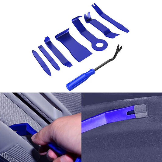 8Pcs Car Trim Removal Tool Kit Set Door Panel Fastener Auto Dashboard Tools Blue Q
