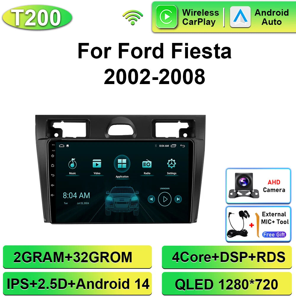 for Ford Fiesta Mk VI 5 Mk5 2002-2008 Carplay Car Radio Android GPS Multimedia