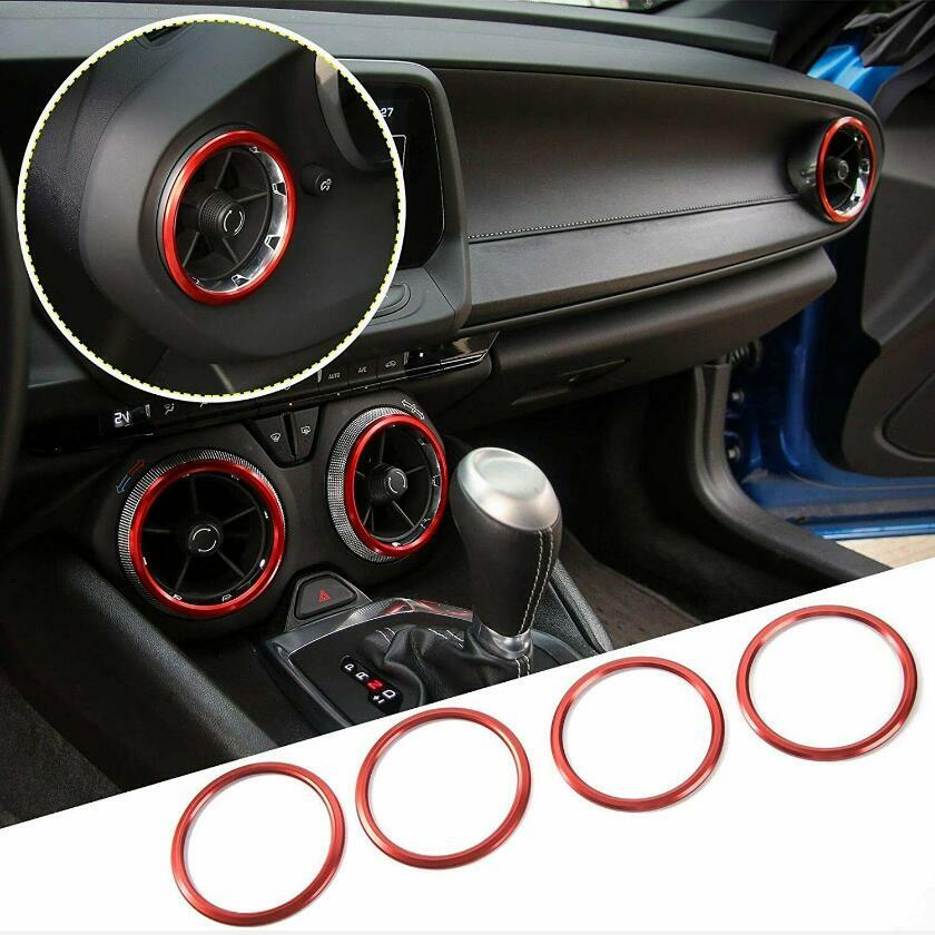 For Camaro 2017-2021 Red Interior Air Vent Outlet Ring Cover Trim 4PCS v