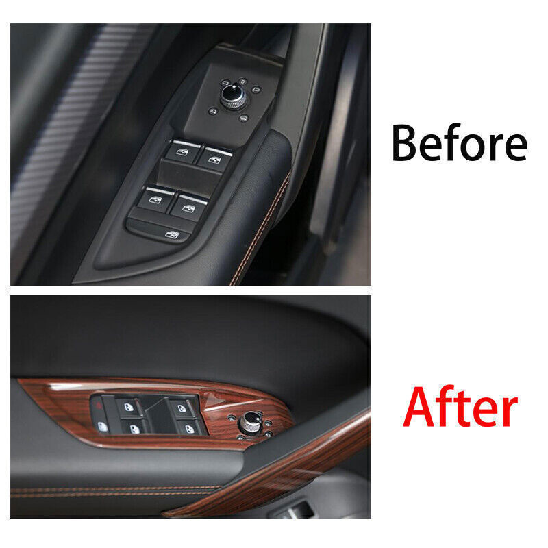 for Audi Q5 2018-24 Red Wood Grain Inner Glass Window Lifting Lock Panel Trim 4P