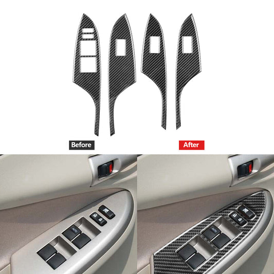 Carbon Fiber Window Switch Lift Panel Cover Trim for Toyota for Corolla 2007-2013
