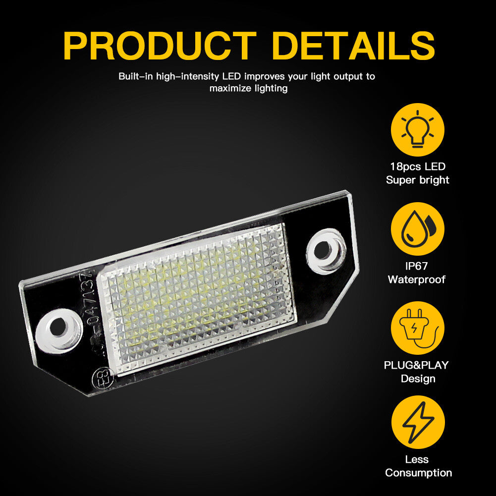 2x White No Error LED Number License Plate Light Lamp for Ford Mondeo Accessory
