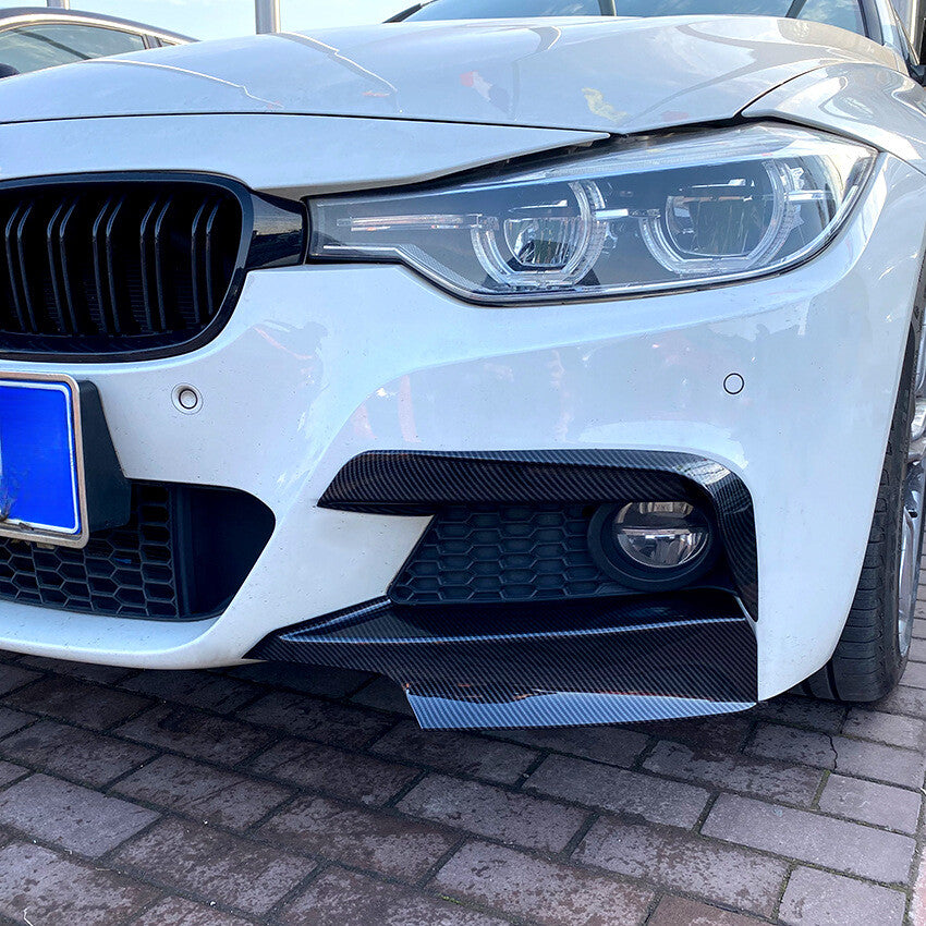 For 12-18 3- F30 MSport ABS Carbon Look Front Bumper Corner Splitter n