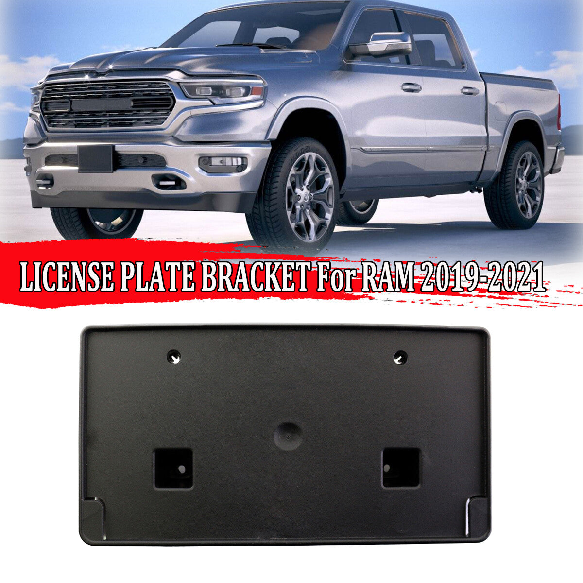 Front license plate tag holder with screws suitable for 2019 - 2021 for RAM 2500 3500