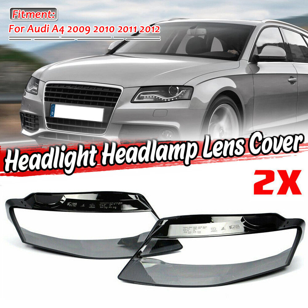 For 2009-12 for Audi for A4 B8 Headlamp Cover Headlight Lens Cover Pair Front Left Right
