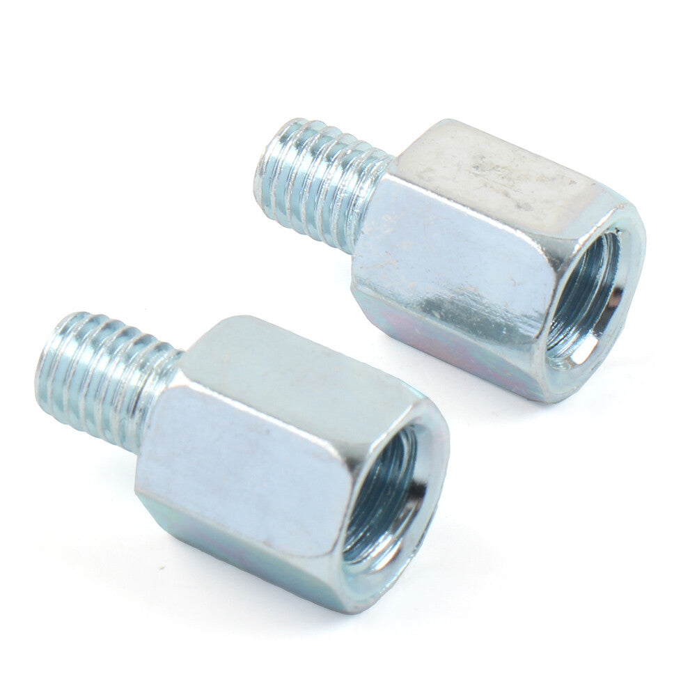 2PCS Metal Silver Motorcycle Rear View 10mm to 8mm Mirror Adapter Bolts Screw Q
