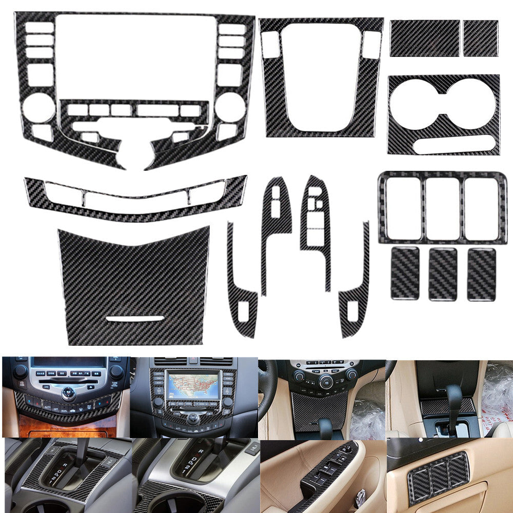 3Pcs Carbon Fiber Center Storage Cover Trim for Tiguan 2013-2017 v