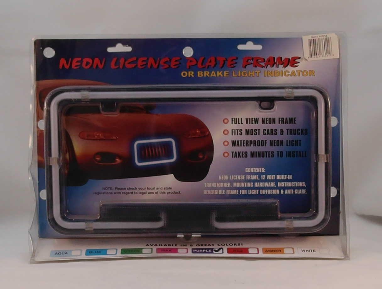 12V Universal Purple Car SUV Truck Neon License Plate Frame Front and Rear Label Cover - n