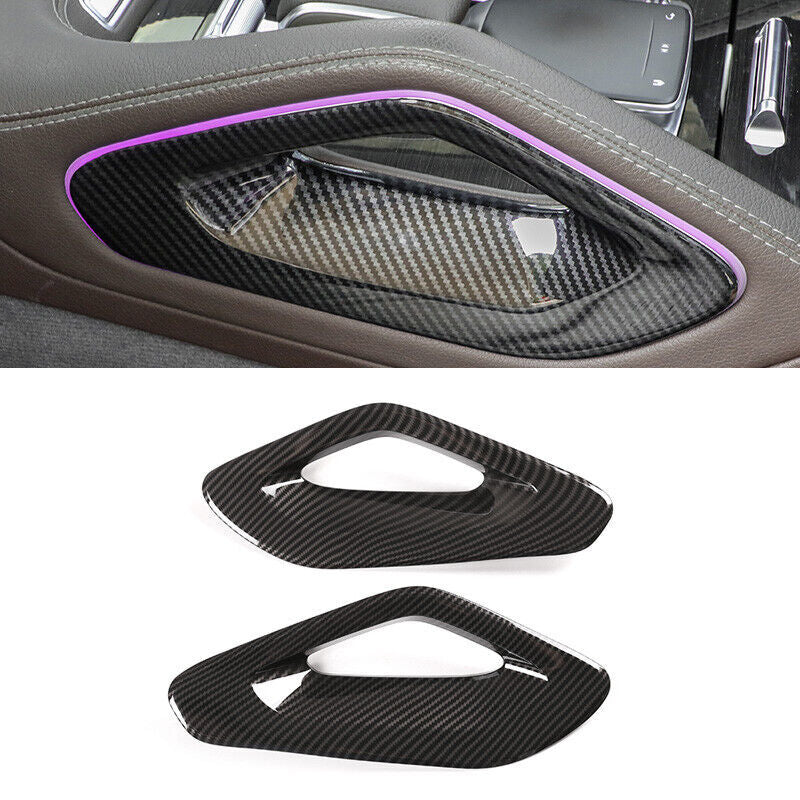 2-Piece Glossy ABS Carbon Fiber Car Console Handle Side Covers for GLE GLS 20-21- n