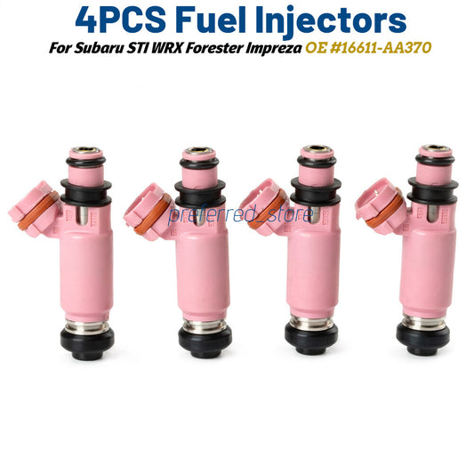 4-piece set of brand new 565cc fuel injectors 16611-AA370 for Subaru STI WRX Forester Legacy v