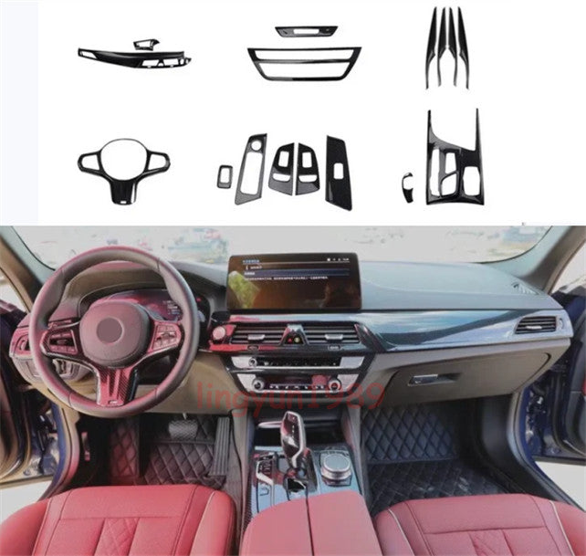 For 18-23 for BMW 5 Series G30 Inner Accessories ABS Carbon Fiber Full Set Trims Kit
