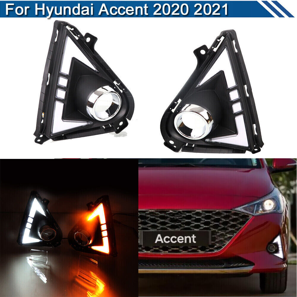 Daytime Running Lights LED Fog Lamp Replacement Bumper for Hyundai Accent 20-21 Q