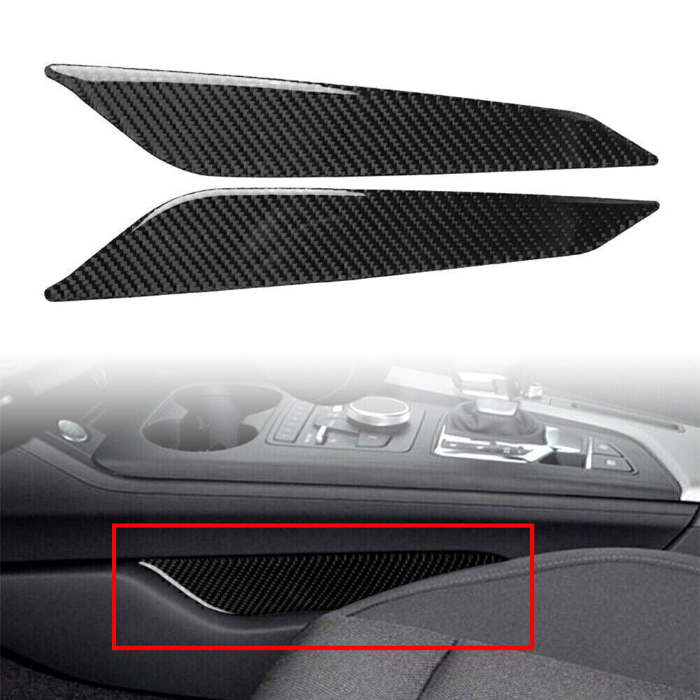 2Pcs Carbon Fiber Car Gear Shift Side Panel Cover Trim Fit for Audi A4 B9 2017-2020