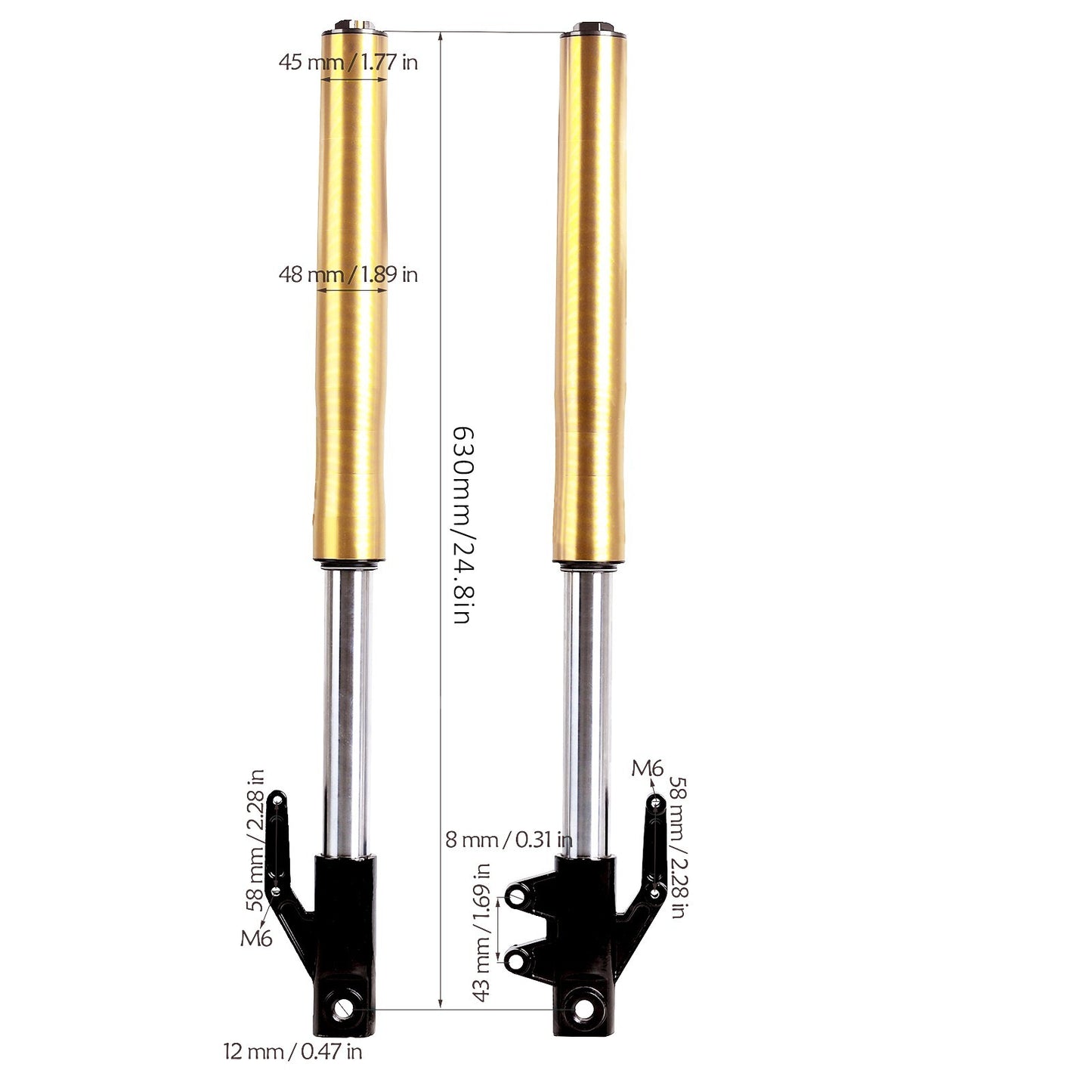 630mm front fork shock absorber suitable for 110cc and 125cc Dirt Monkey bicycles
