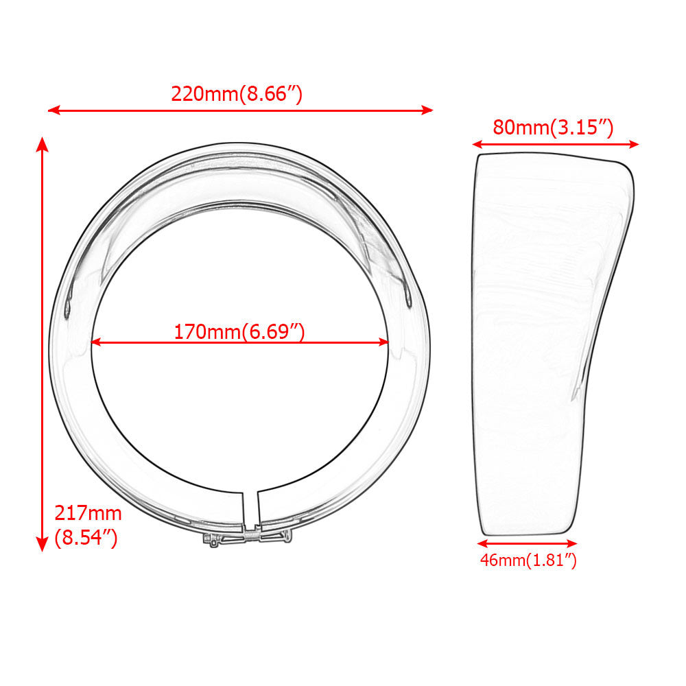 Chrome 7-inch headlight trim ring light sun visor cover for Harley Touring Softtail - n