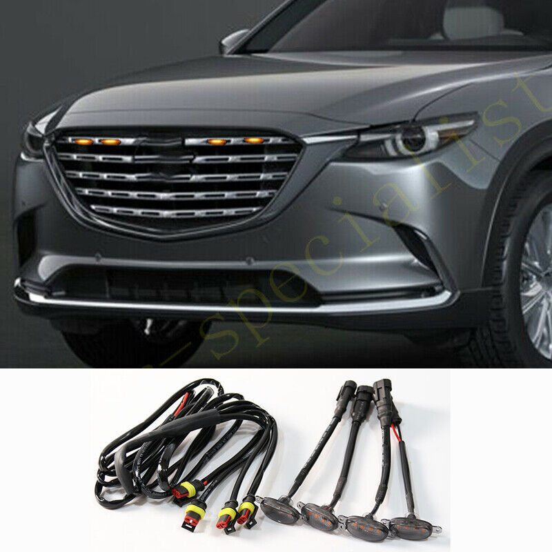4pcs for Mazda CX-9 CX9 2021 Car Front Grille LED Amber Light Style Trim Q