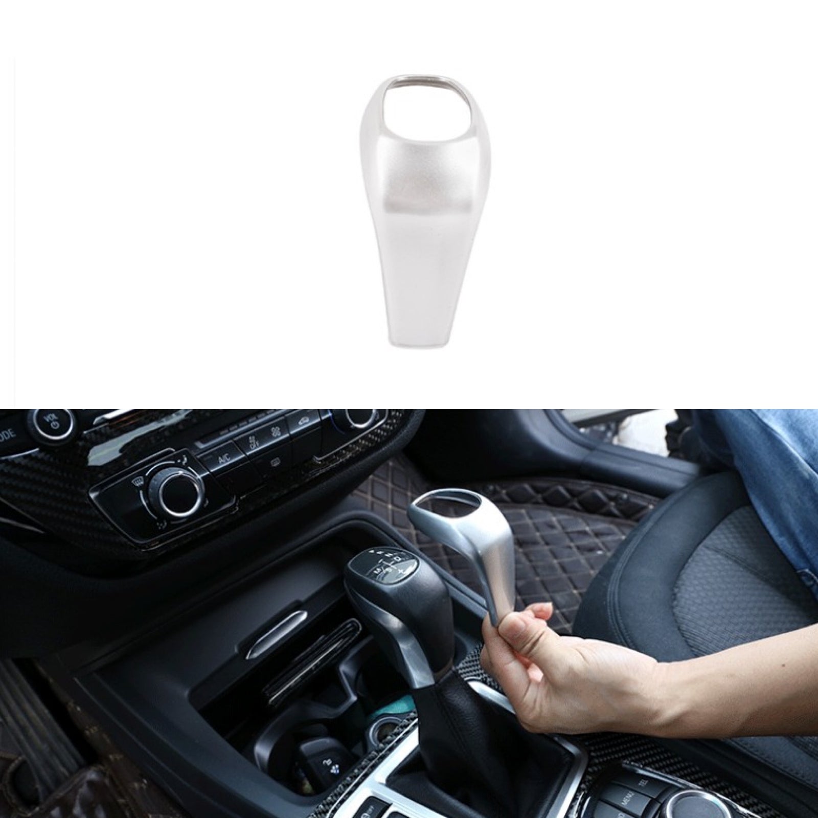 Silver gear lever shifter cover trim suitable for BMW X1 F48 2016-19 Q