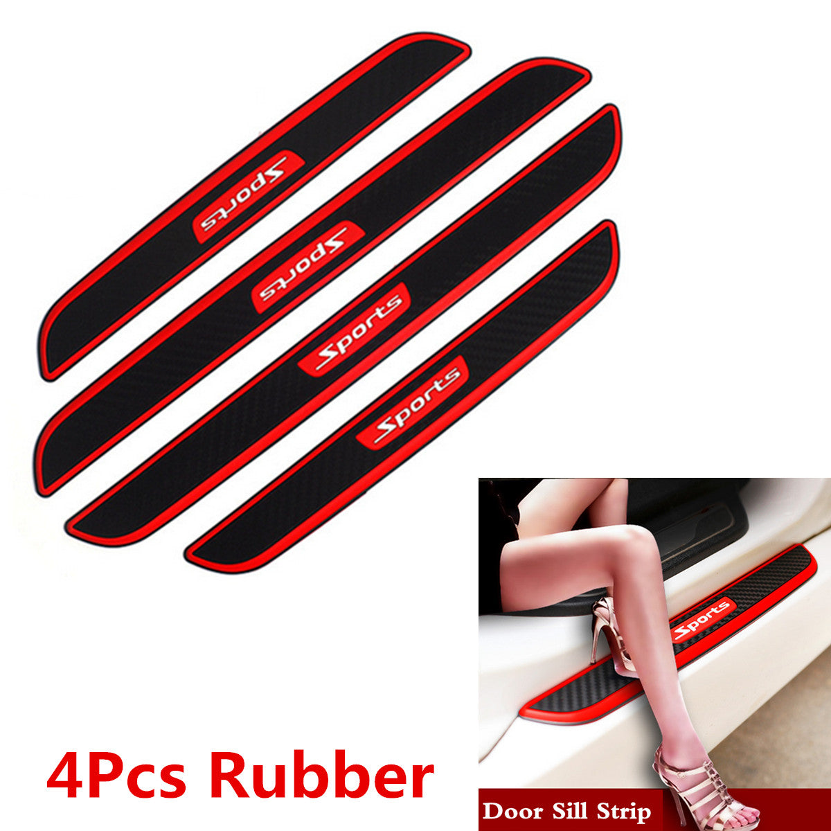 4Pcs Carbon Fiber Car Door Sill Anti-kick Scratch Protector Strips Accessories