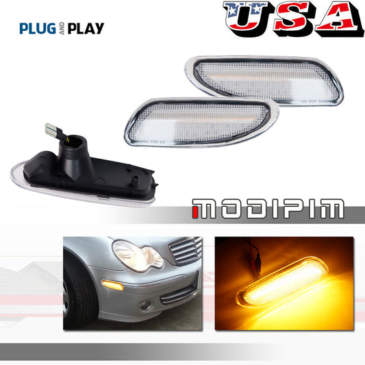 Suitable for 01-07 W203 C Class C200 300 Clear Amber Side Marker LED Light - v