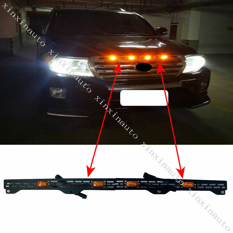 4 LED Front Bumper Grille Light Bars Decor trim for Toyota for Land Cruiser 12-2015