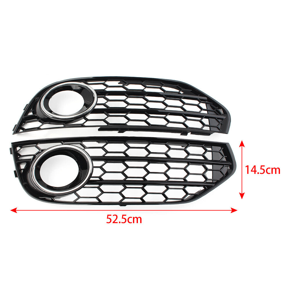 2x Front Bumper Honeycomb Mesh Fog Light Grille Cover Fit for Audi A4 Allroad 10-16