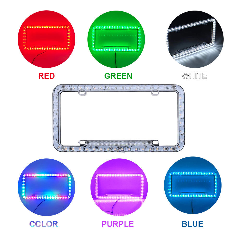 Flash pattern Purple LED Light Neon License Frame Front License Frame Holder 12V Q