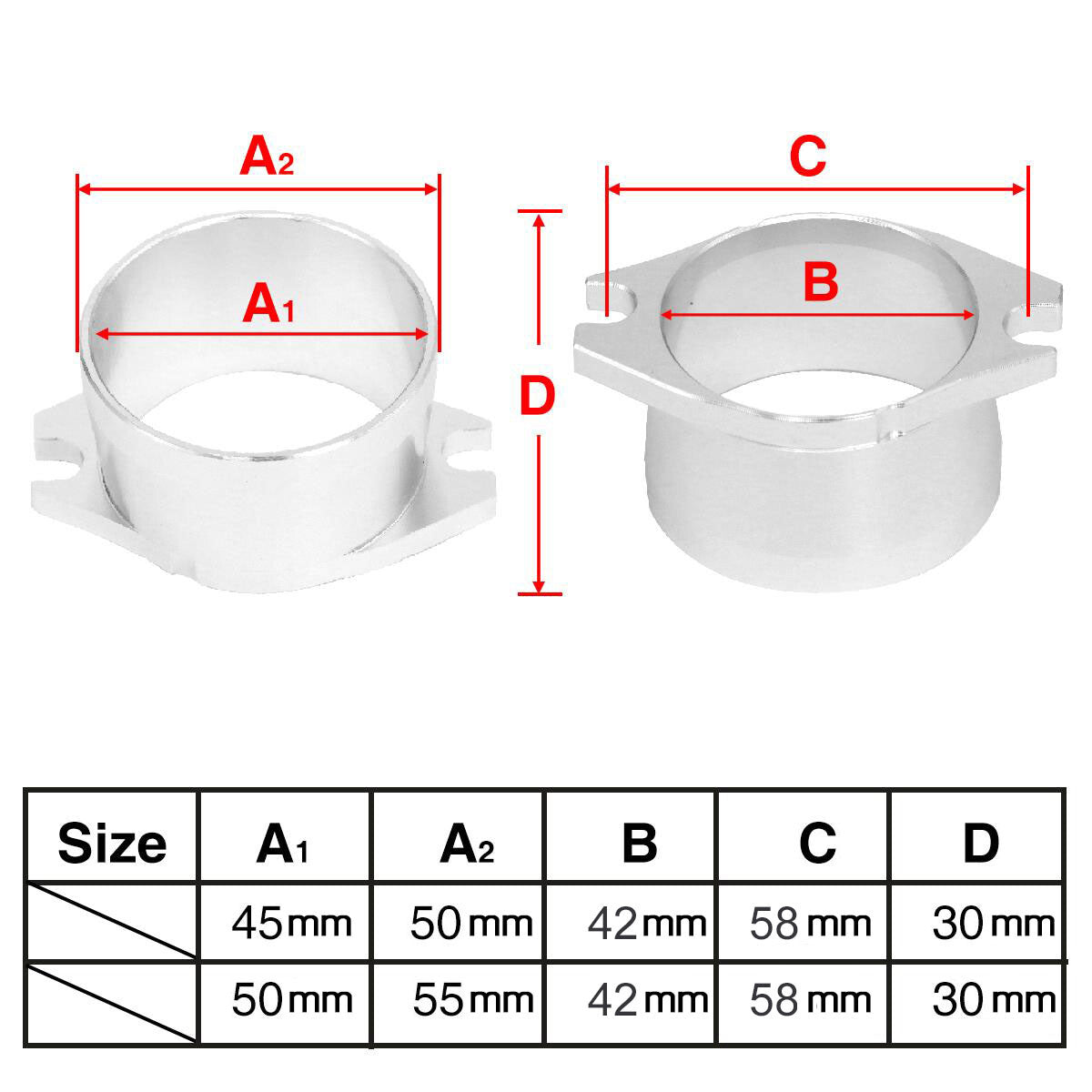Motorcycle Carburetor 50mm Velocity Stack Adapter Aluminum For FCR 37/39/41mm Q