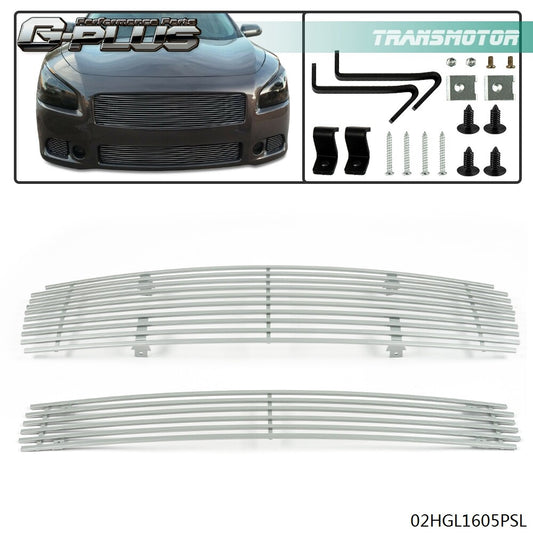 Brand New Fits 2009 - 2014 for Maxima Front Bumper Billet Grille Insert Silver Set - v
