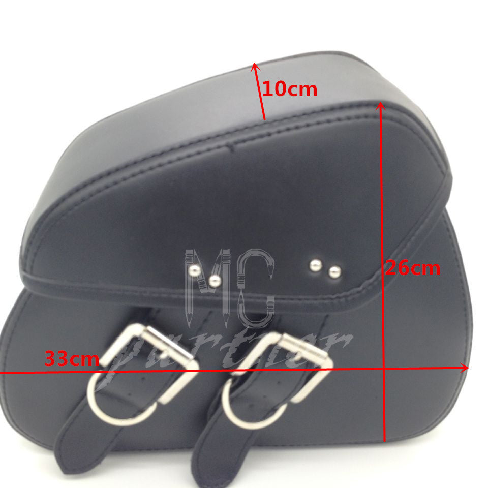 Pair Black PU Leather Luggage Bags Motorcycle Saddlebags Saddle Bags Pouch Bag Q