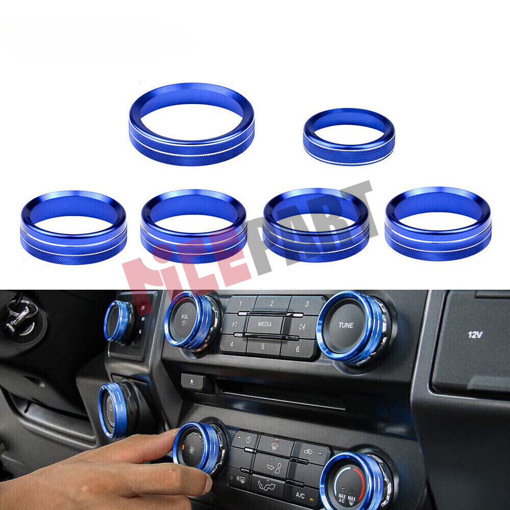 6a Air Conditioning Audio Switch Knob Decorative Cover Blue for Ford F150 Accessories