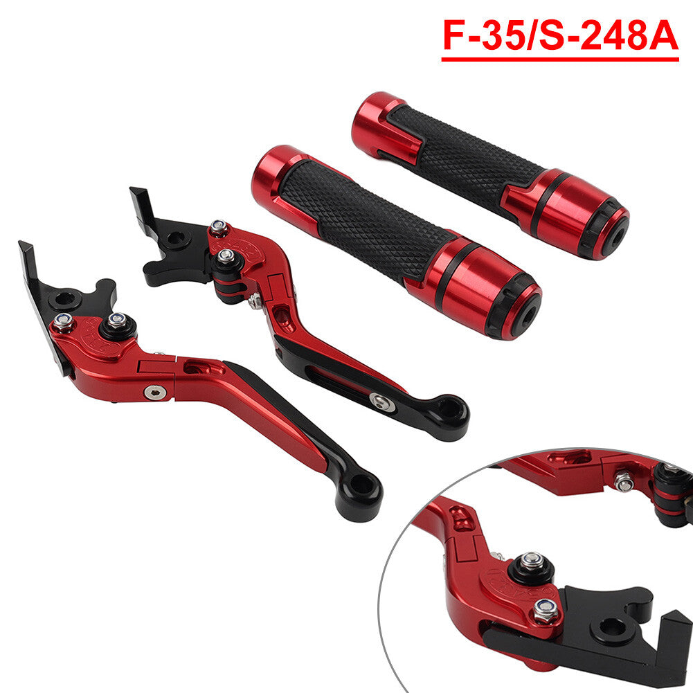 for Suzuki GSXR600/750 Folding Extendable Brake Clutch Levers Handlebar Grip Set