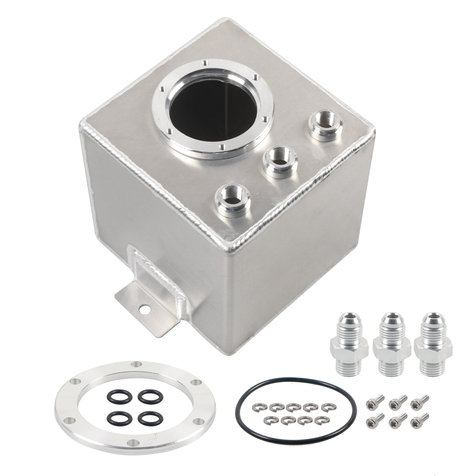 Silver 2L Car Fuel Swirl Surge Pot Tank Aluminium Surge Tank for 044 Fuel Pump