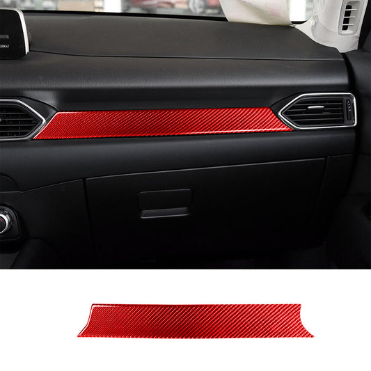 Red Carbon Fiber Interior for Co -pilot Dashboard Panel Trim for Mazda CX-5 2017-2021